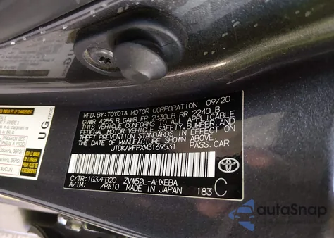 2021 Toyota Prius Prime Le из США, поврежденный, VIN JTDKAMFPXM3169531